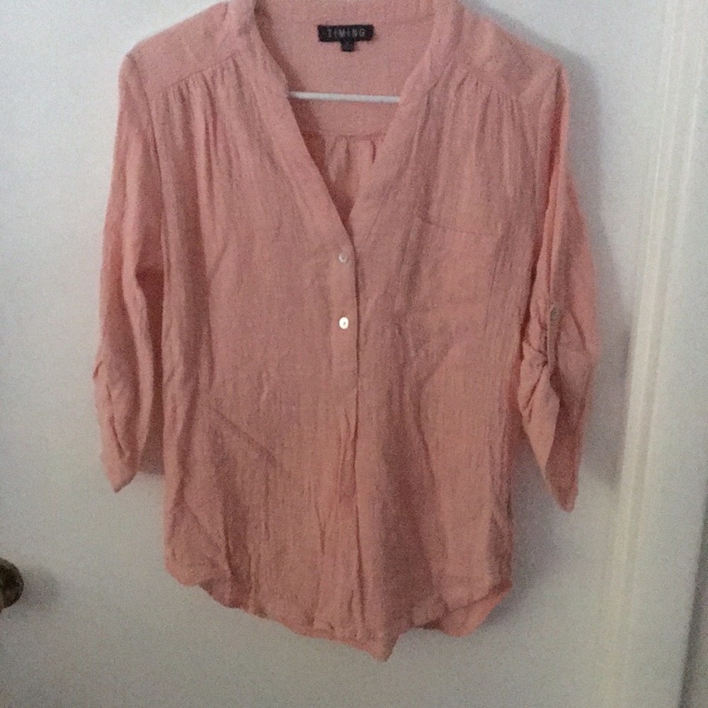TIMING 3/4 sleeve top, pink, size small